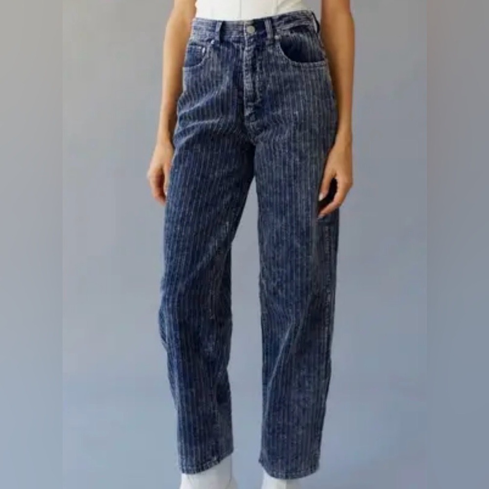 BDG Ayden Blue Acid Wash High Rise Baggy‎ Corduroy Pants Size 29 Vtg Style
